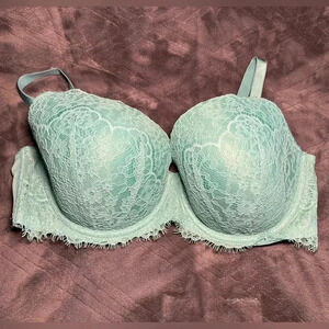 Victoria's Secret 36DD DREAM ANGELS LIGHTLY LINED LACE DEMI BRA Sea Glass Green